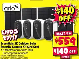 JB Hi-Fi Essentials Outdoor Solar Security Camera Kit offer