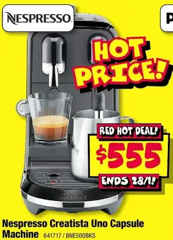 JB Hi-Fi Nespresso Creatista Uno Capsule Machine offer
