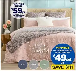 Spotlight Koo miriam quilted quilt cover set featuring blush offer