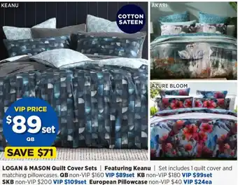 Spotlight Logan & mason quilt cover sets offer