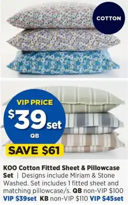 Spotlight KOO Cotton Fitted Sheet & Pillowcase Set offer