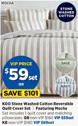 Spotlight Koo stone washed cotton reversible quilt cover set offer