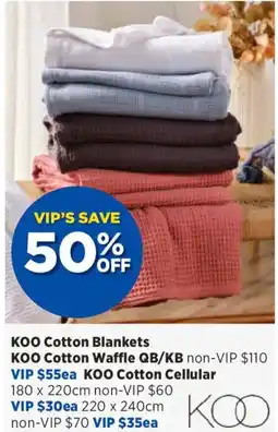 Spotlight Koo cotton blankets offer