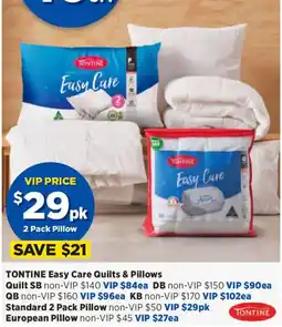 Spotlight Tontine easy care quilts & pillows offer