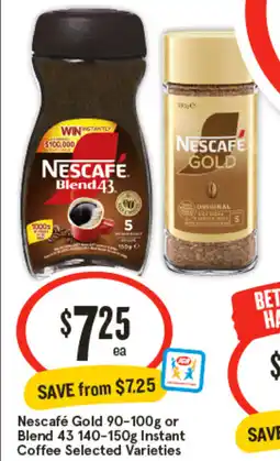 IGA Nescafé Gold or Blend 43 Instant Coffee Selected Varieties offer