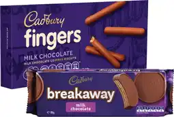 IGA Cadbury Milk Chocolate Fingers 114g, Breakaway Biscuits 180g or Freddo 167g offer