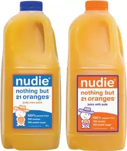IGA Nudie Orange Juice with Pulp or Pulp Free 2 Litre offer