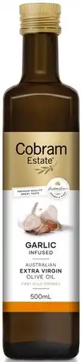 IGA Cobram Estate Garlic Infused Extra Virgin Olive Oil Selected Varieties offer