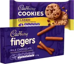 IGA Cadbury Cookies 156g, Fingers Chocolate Biscuits 114g or Biscuit Clusters 120g Selected Varieties offer