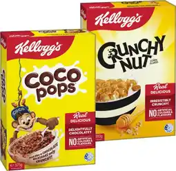IGA Kellogg’s Cereal Crunchy Nut Corn Flakes 380g, Coco Pops 375g or Froot Loops 285g offer