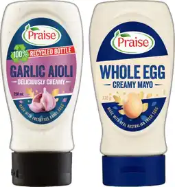 IGA Praise Aioli, Dressing 250mL or Mayo 230‑250g or Selected Varieties offer