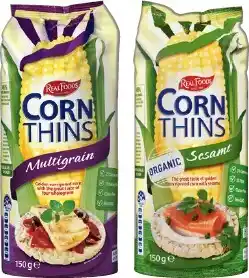 IGA Real Foods Corn or Rice Thins 80‑150g Selected Varieties offer