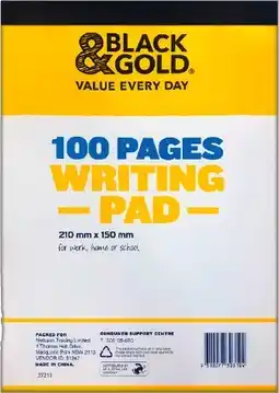 IGA Black & Gold Writing Pad A5 100 Sheets offer