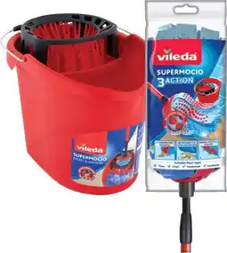 IGA Vileda Super Mocio Power Press Bucket & Wringer 1 Pack or 3 Action Mop 1 Pack offer
