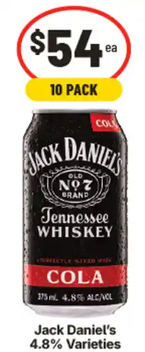 IGA Jack Daniel's 4.8% Varieties offer