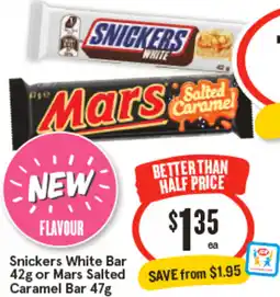 IGA Snickers White Bar or Mars Salted Caramel Bar offer