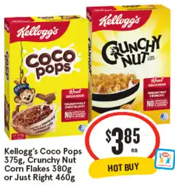 IGA Kellogg's Coco Pops , Crunchy Nut Corn Flakes or Just Right offer
