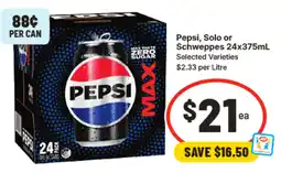 IGA Pepsi, Solo or Schweppes offer