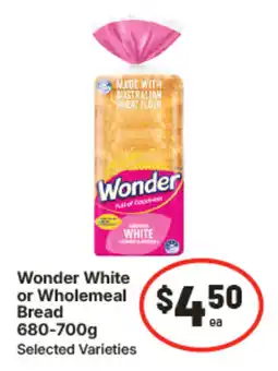 IGA Wonder White or Wholemeal bread offer
