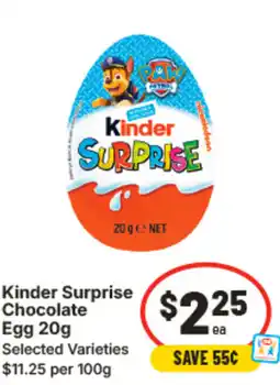 IGA Kinder Surprise Chocolate Egg offer