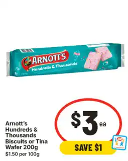 IGA Arnott's Hundreds & Thousands Biscuits or Tina Wafer offer