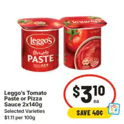 IGA Leggo's Tomato Paste or Pizza Sauce offer