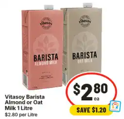 IGA Vitasoy Barista Almond or Oat Milk offer