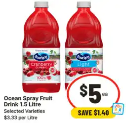 IGA Ocean Spray Fruit Drink offer