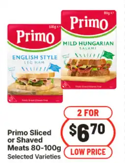 IGA Primo Sliced or Shaved Meats offer