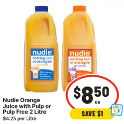 IGA Nudie Orange Juice with Pulp or Pulp Free offer