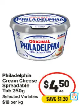IGA Philadelphia cream cheese spreadable tub offer