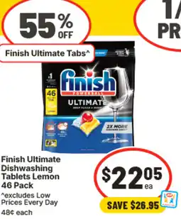 IGA Finish ultimate dishwashing tablets lemon offer