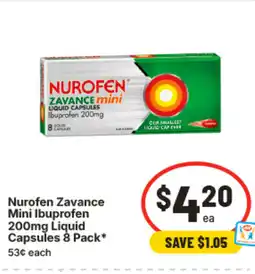 IGA Nurofen Zavance Mini Ibuprofen 200mg Liquid Capsules offer