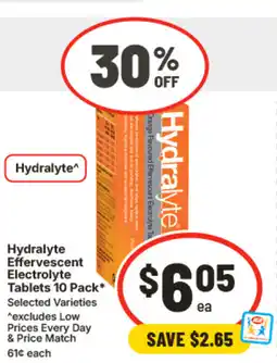 IGA Hydralyte Effervescent Electrolyte Tablets offer
