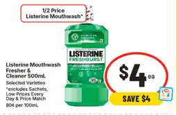 IGA Listerine Mouthwash Fresher & Cleaner offer