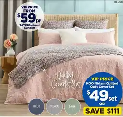 Spotlight KOO Miriam Quilted Quilt Cover Set Featuring Blush offer