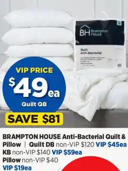 Spotlight Brampton house anti-bacterial quilt & pillow | Pillow offer