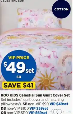 Spotlight Koo kids celestial sun quilt cover set | DB offer