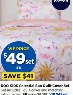 Spotlight Koo kids celestial sun quilt cover set qb offer