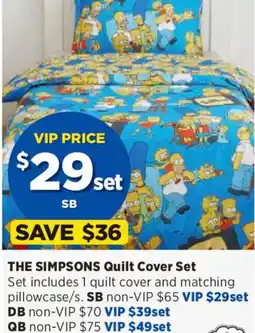 Spotlight The simpsons quilt cover set cushion offer