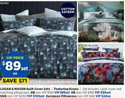 Spotlight Logan & mason quilt cover sets kb offer
