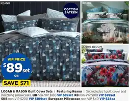 Spotlight Logan & mason quilt cover sets skb offer