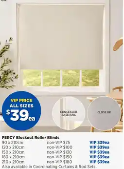 Spotlight Percy blockout roller blinds offer