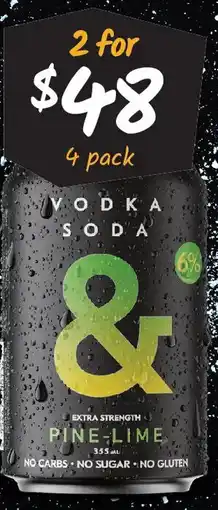Cellarbrations ampersand vodka soda & 6% premix range cans offer