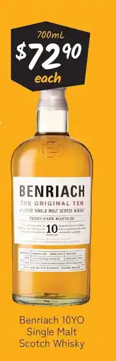 Cellarbrations Benriach 10yo single malt scotch whisky offer