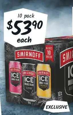 Cellarbrations Smirnoff ice double black mixed cans offer