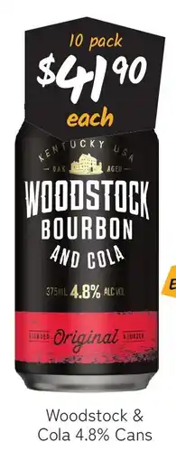 Cellarbrations Woodstock & Cola 4.8% Cans offer