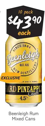Cellarbrations Beenleigh Rum Mixed Cans offer