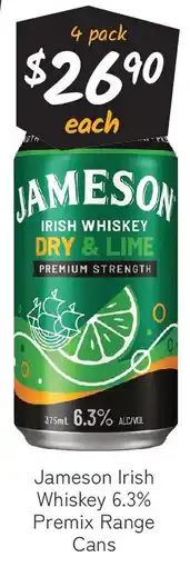 Cellarbrations Jameson Irish Whiskey 6.3% Premix Range Cans offer