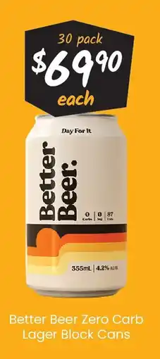 Cellarbrations Better beer zero carb lager block cans offer